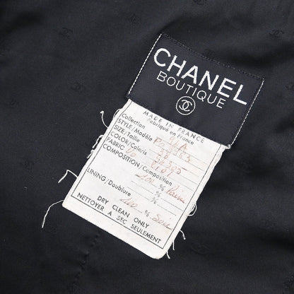 Chanel 1994 Single Breasted Jacket Tweed Black #38