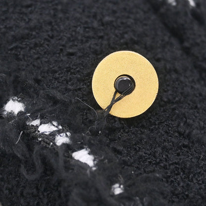 Chanel 1994 Single Breasted Jacket Tweed Black #38