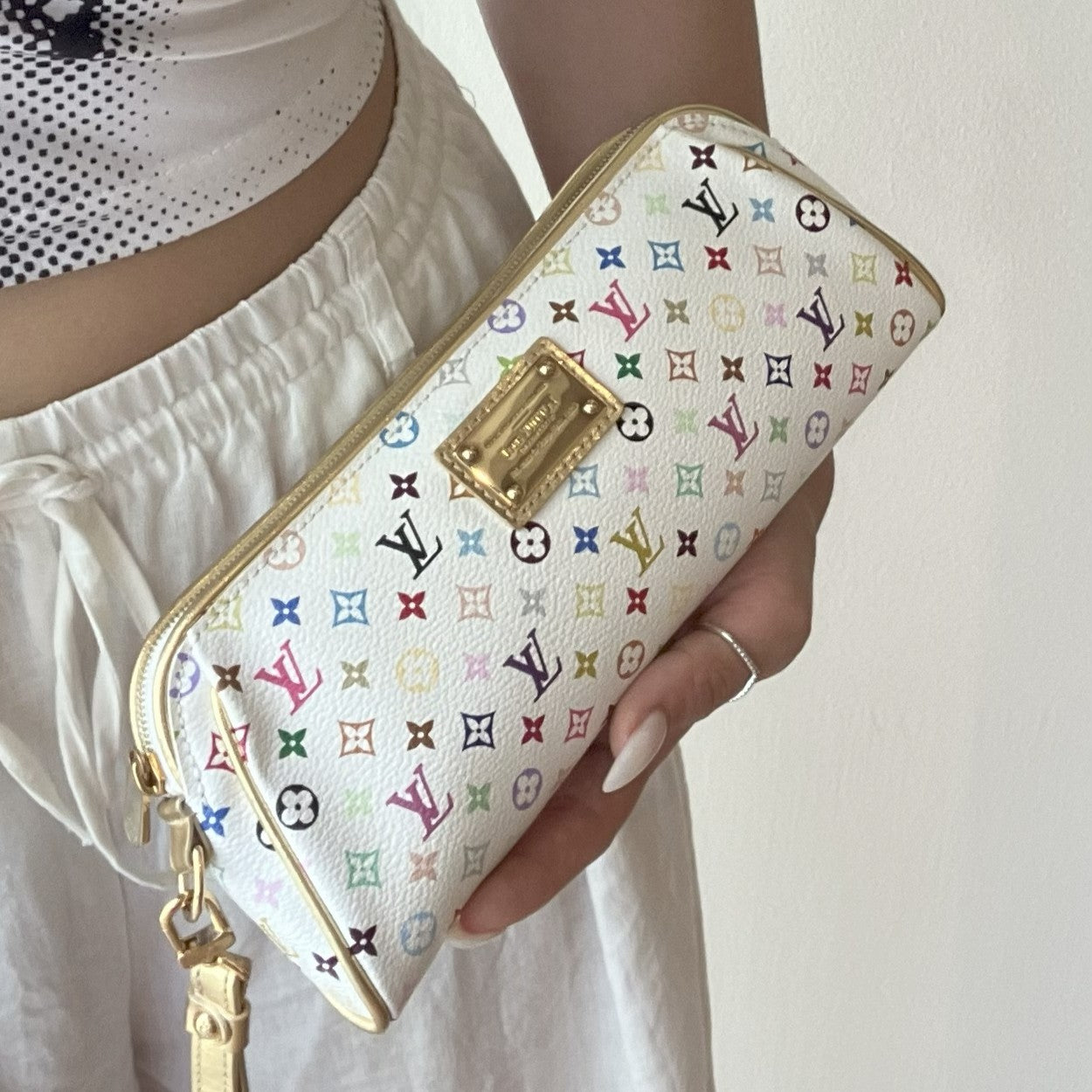 Louis Vuitton 2008 White Multicolor Kate Clutch Bag M55212
