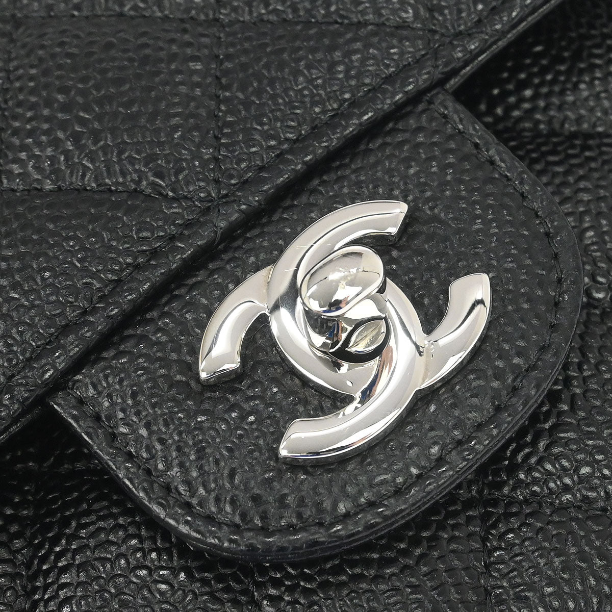 Chanel Black Caviar Skin Medium Classic Double Flap Shoulder Bag