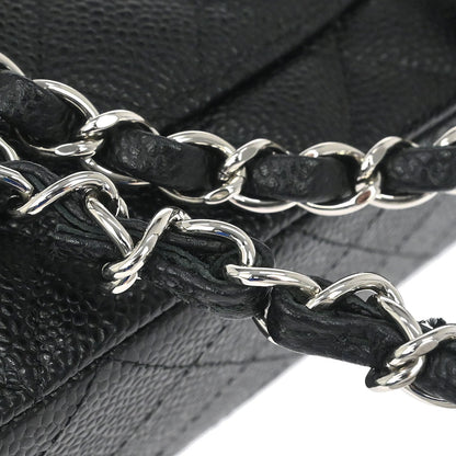 Chanel Black Caviar Skin Medium Classic Double Flap Shoulder Bag