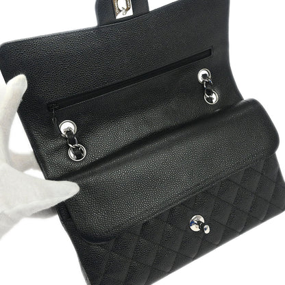 Chanel Black Caviar Skin Medium Classic Double Flap Shoulder Bag