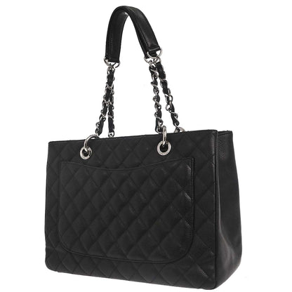 Chanel Black Caviar Skin Grand Shopping Tote GST Chain Handbag