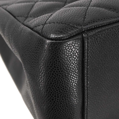 Chanel Black Caviar Skin Grand Shopping Tote GST Chain Handbag