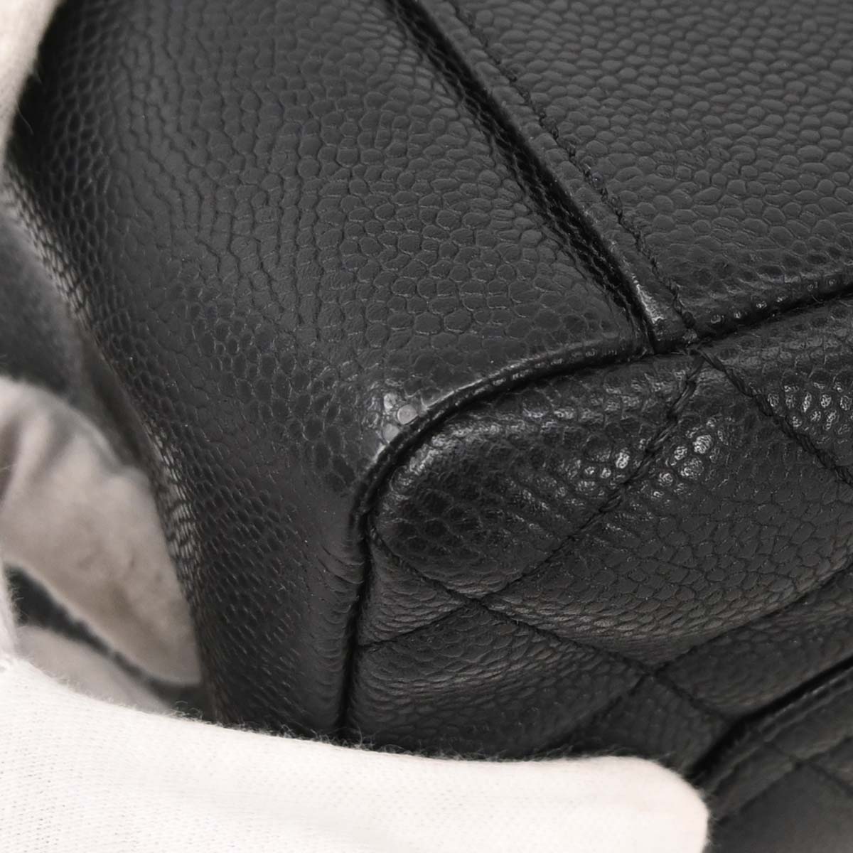 Chanel Black Caviar Skin Grand Shopping Tote GST Chain Handbag