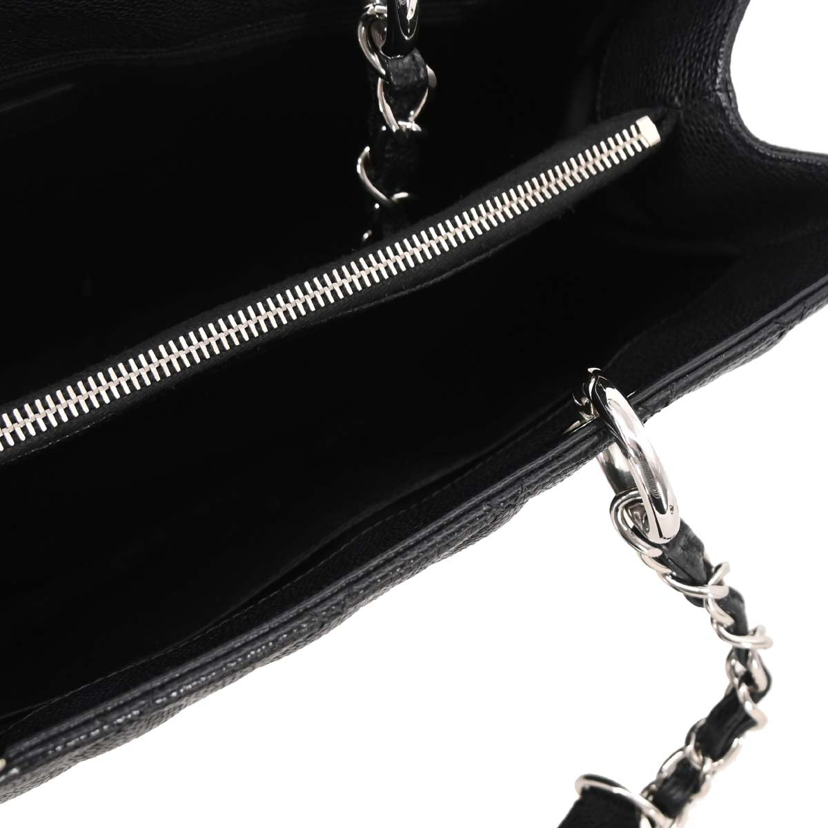 Chanel Black Caviar Skin Grand Shopping Tote GST Chain Handbag