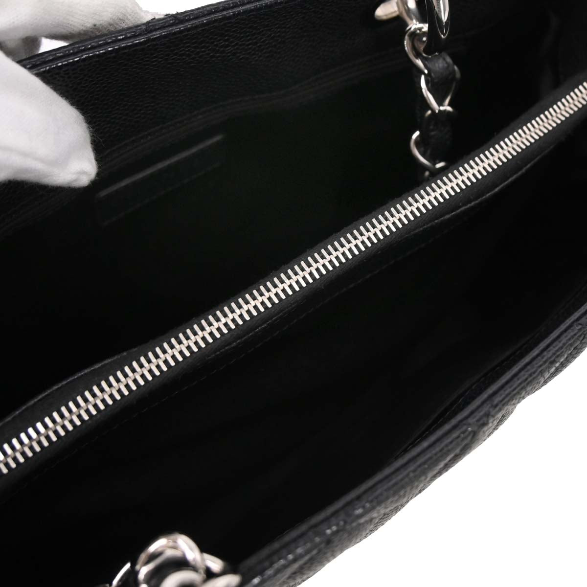 Chanel Black Caviar Skin Grand Shopping Tote GST Chain Handbag