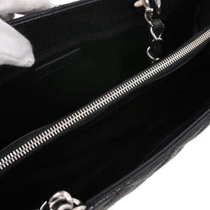 Chanel Black Caviar Skin Grand Shopping Tote GST Chain Handbag