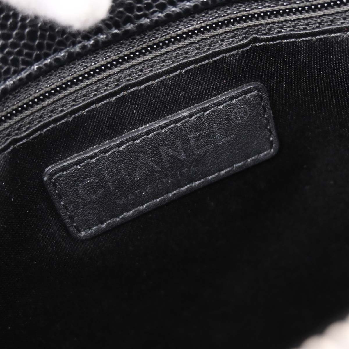 Chanel Black Caviar Skin Grand Shopping Tote GST Chain Handbag