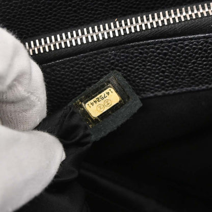 Chanel Black Caviar Skin Grand Shopping Tote GST Chain Handbag