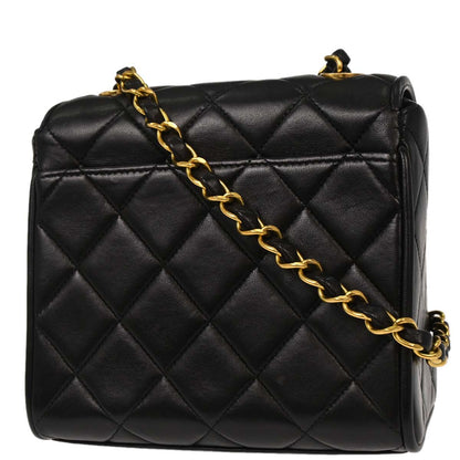 Chanel Black Lambskin Straight Flap Shoulder Bag