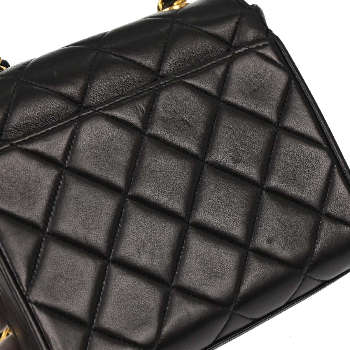 Chanel Black Lambskin Straight Flap Shoulder Bag