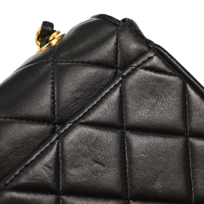 Chanel Black Lambskin Straight Flap Shoulder Bag