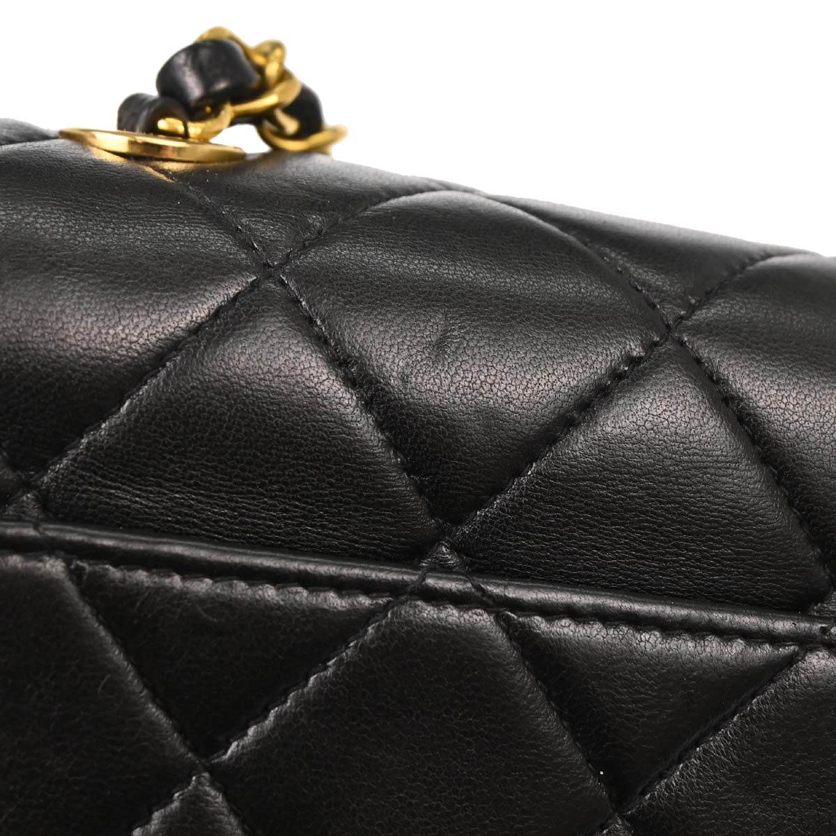 Chanel Black Lambskin Straight Flap Shoulder Bag