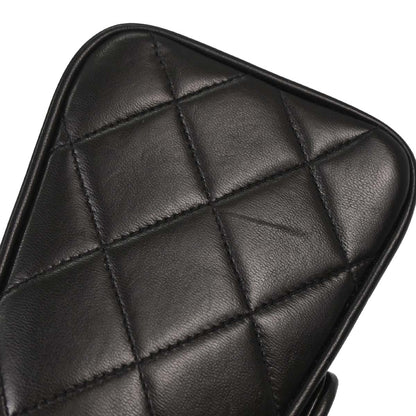 Chanel Black Lambskin Straight Flap Shoulder Bag