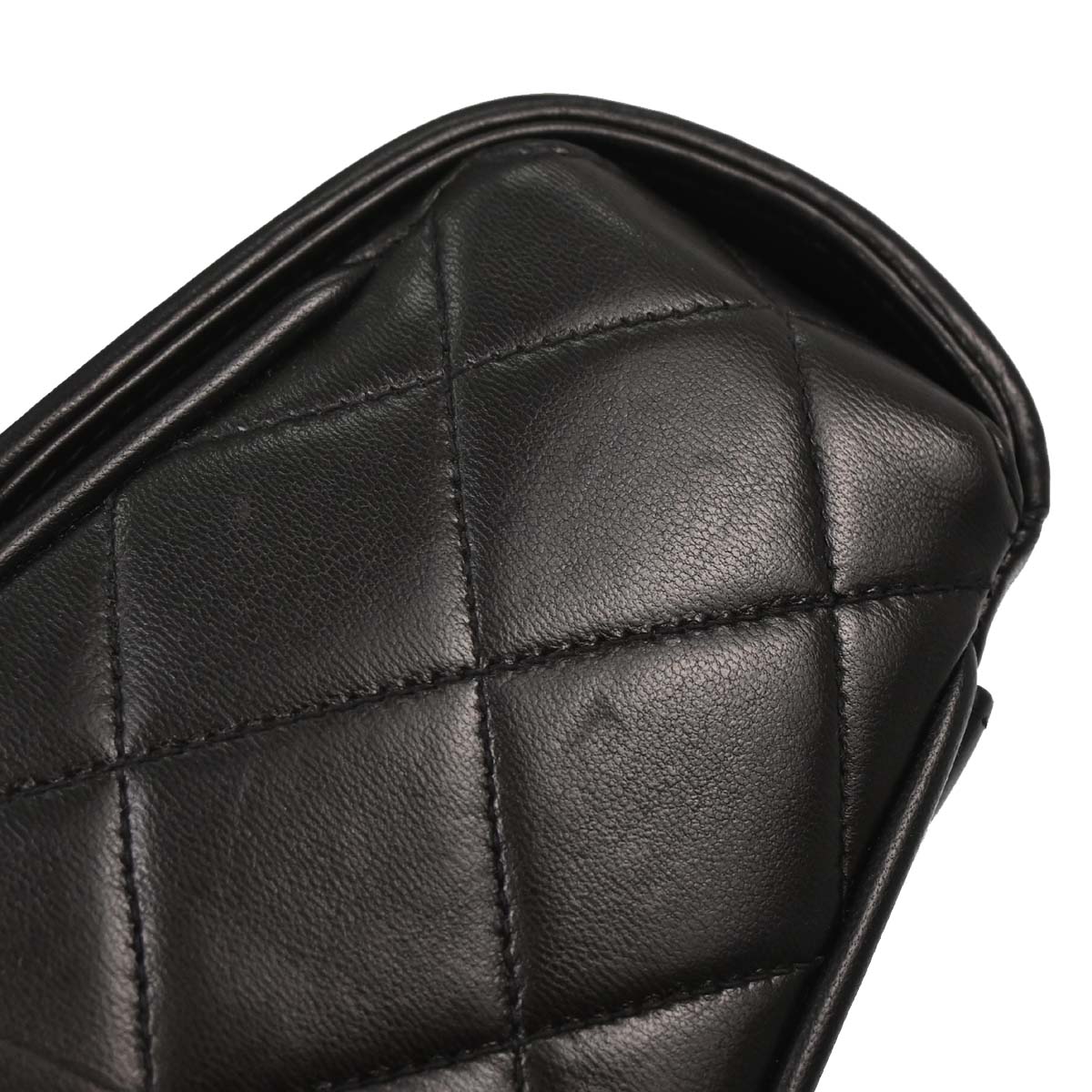 Chanel Black Lambskin Straight Flap Shoulder Bag