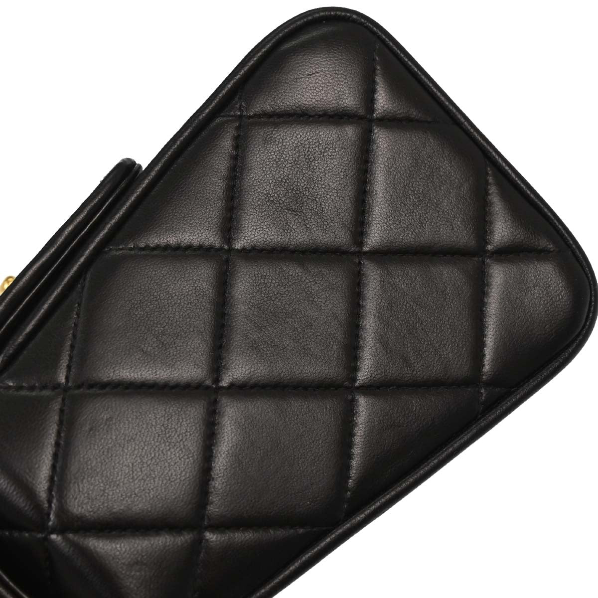 Chanel Black Lambskin Straight Flap Shoulder Bag