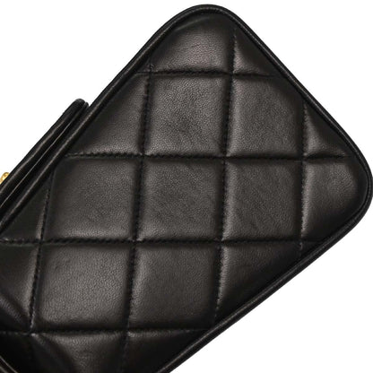 Chanel Black Lambskin Straight Flap Shoulder Bag