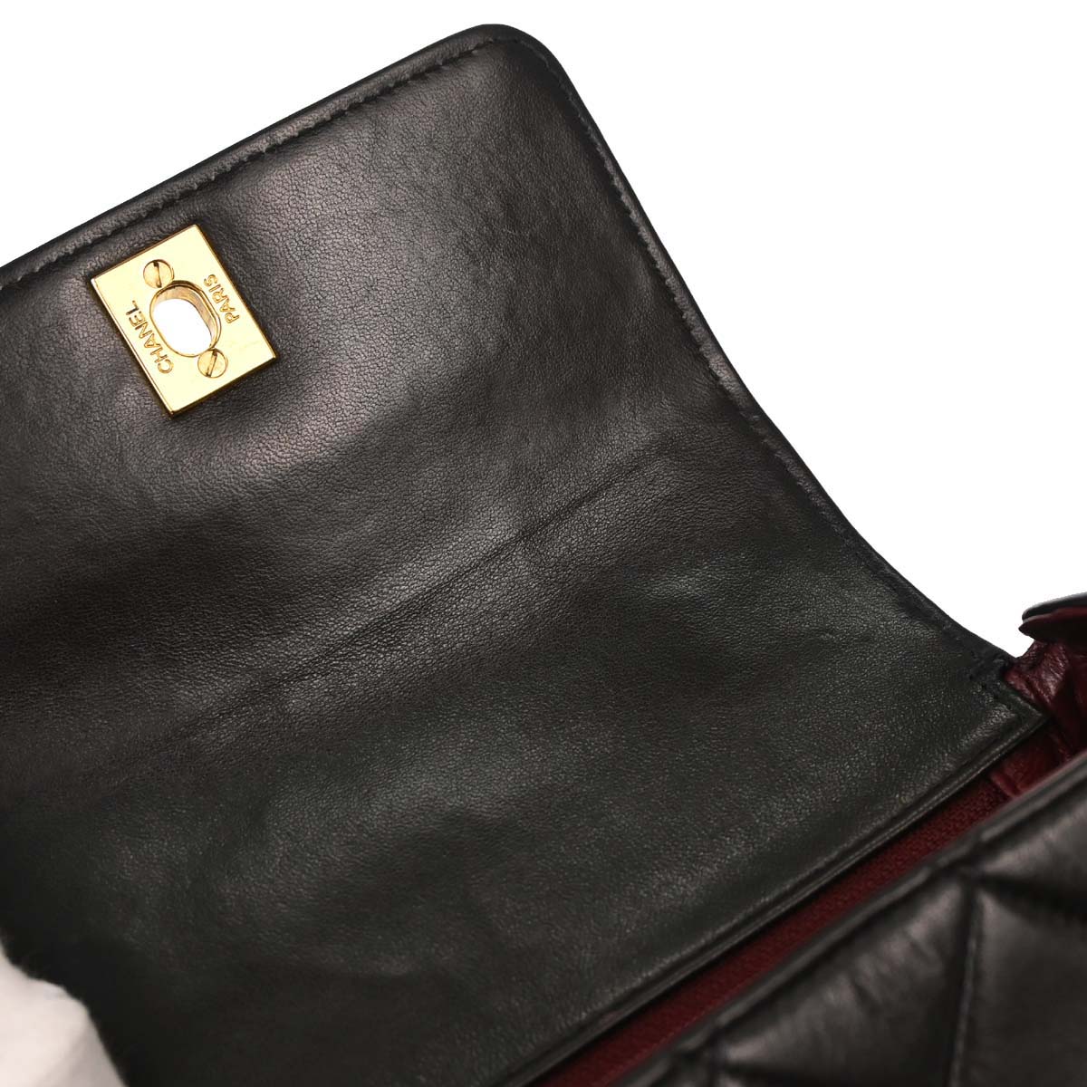 Chanel Black Lambskin Straight Flap Shoulder Bag