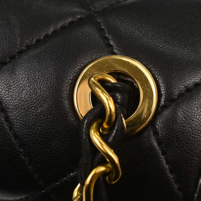 Chanel Black Lambskin Straight Flap Shoulder Bag