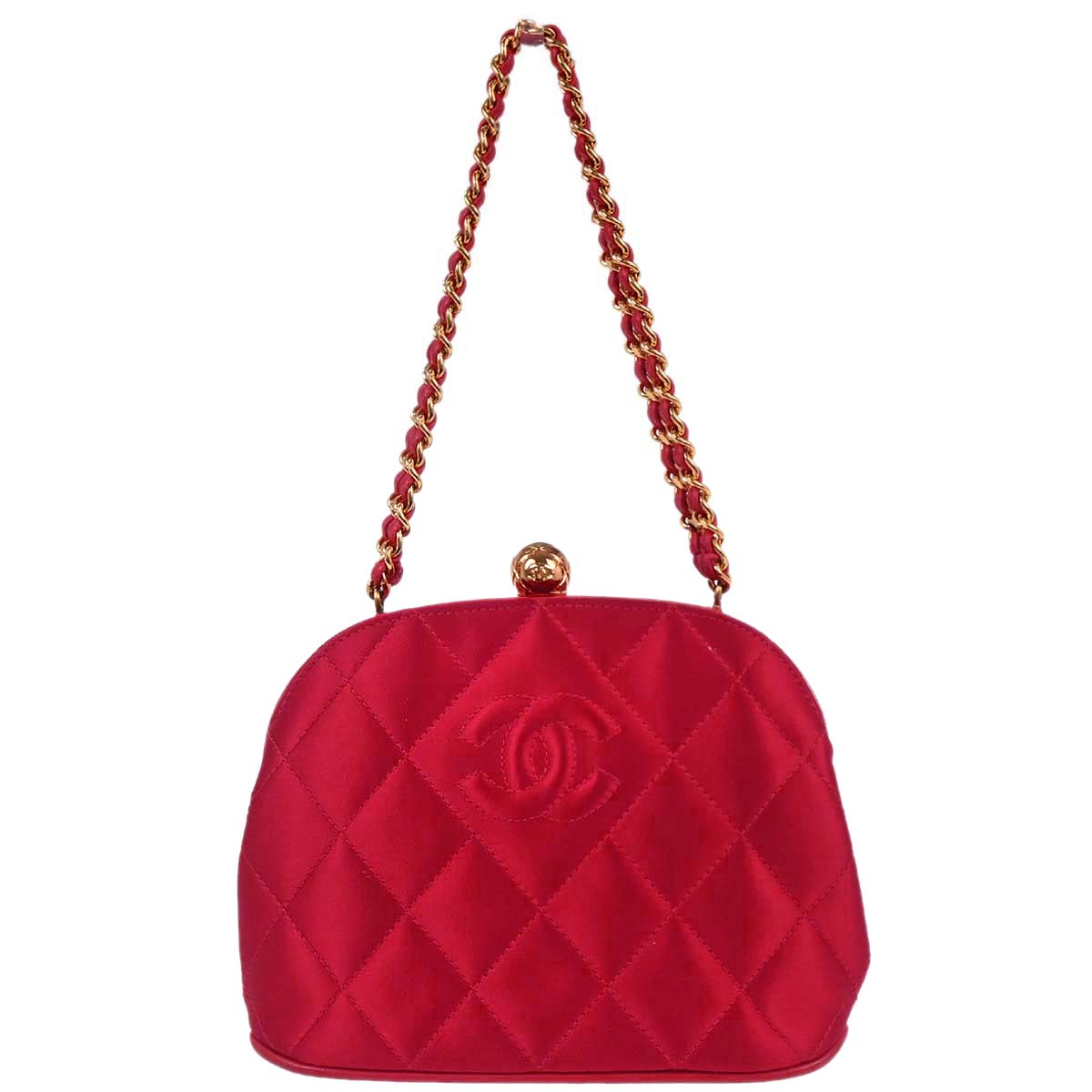 Chanel Red Satin Handbag