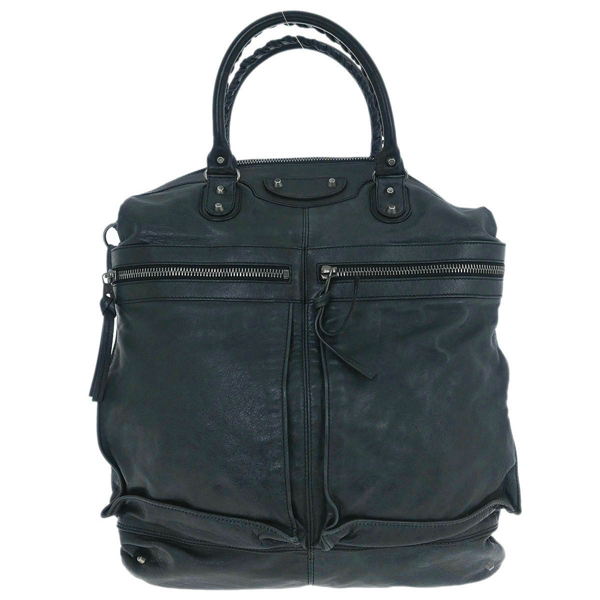 Balenciaga Green Lambskin Classic Square 2way Shoulder Handbag