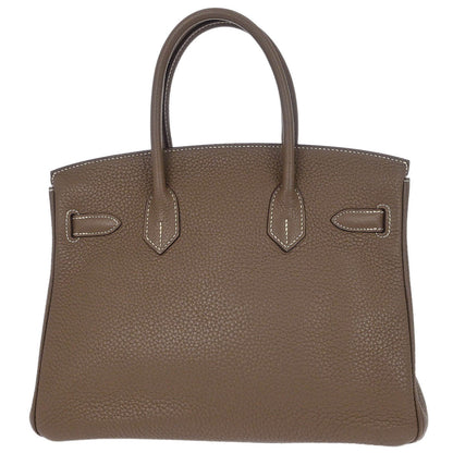 Hermes Etoupe Gray Taurillon Clemence Birkin 30 Handbag