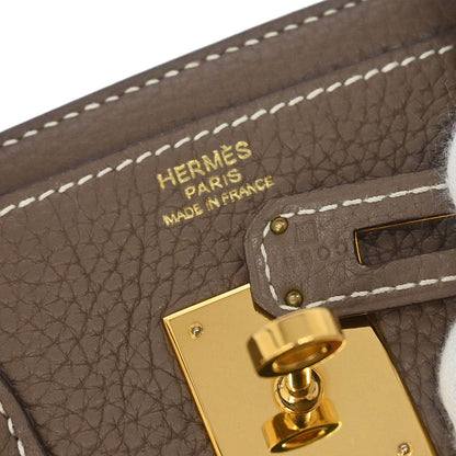 Hermes Etoupe Gray Taurillon Clemence Birkin 30 Handbag
