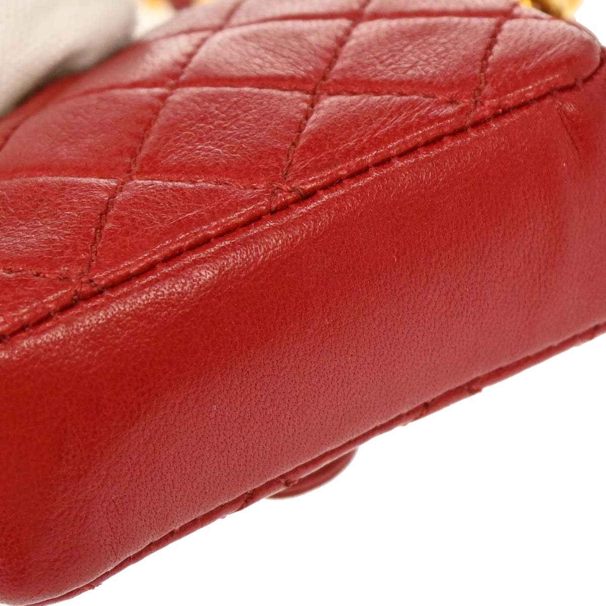 Chanel Red Lambskin Micro Classic Flap Shoulder Bag Pochette