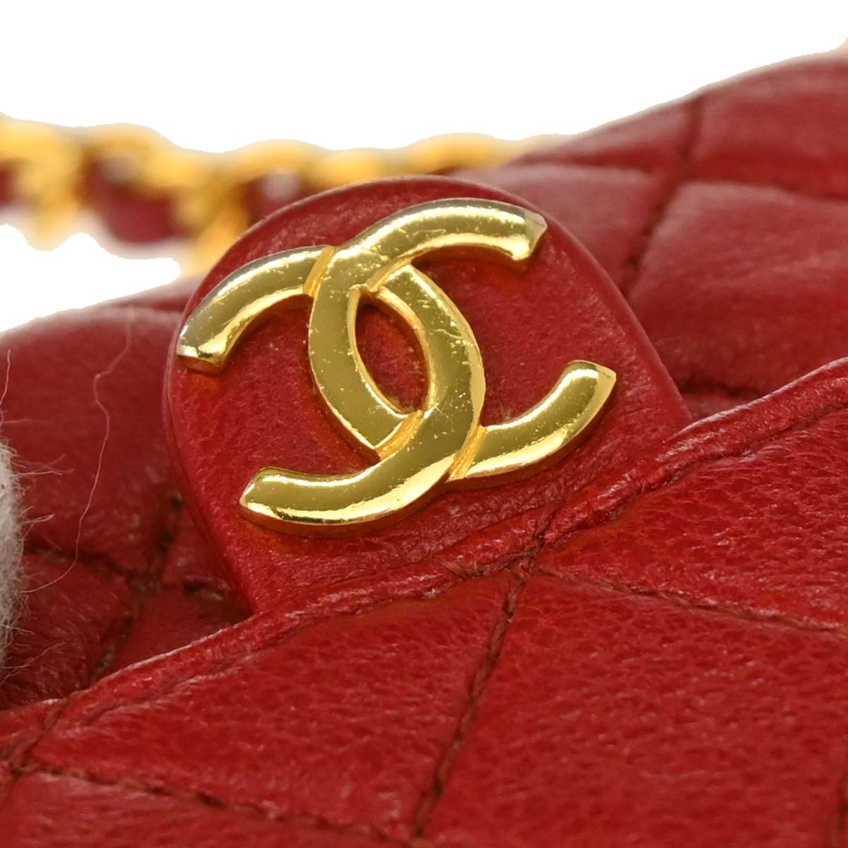 Chanel Red Lambskin Micro Classic Flap Shoulder Bag Pochette