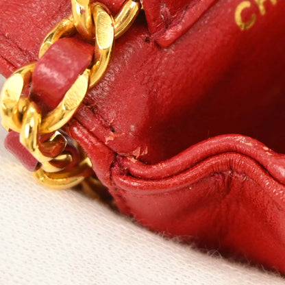 Chanel Red Lambskin Micro Classic Flap Shoulder Bag Pochette