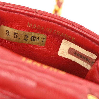 Chanel Red Lambskin Micro Classic Flap Shoulder Bag Pochette