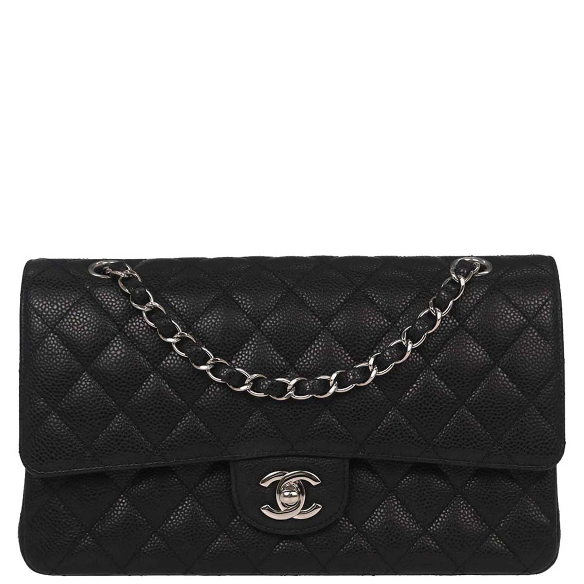 Chanel Black Caviar Skin Medium Classic Double Flap Shoulder Bag