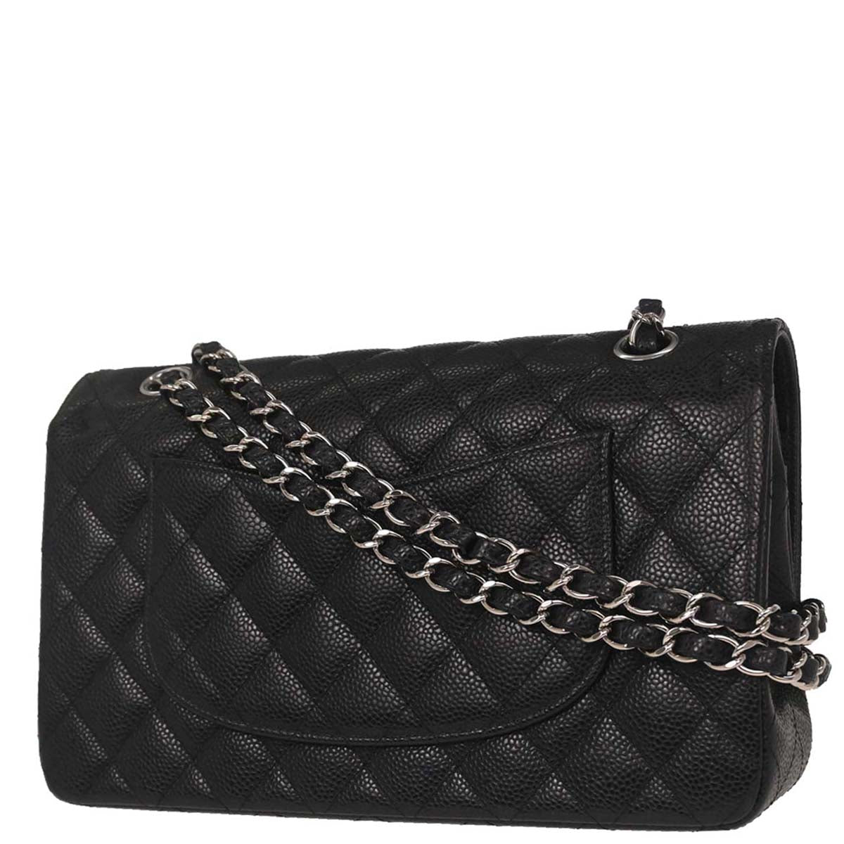 Chanel Black Caviar Skin Medium Classic Double Flap Shoulder Bag