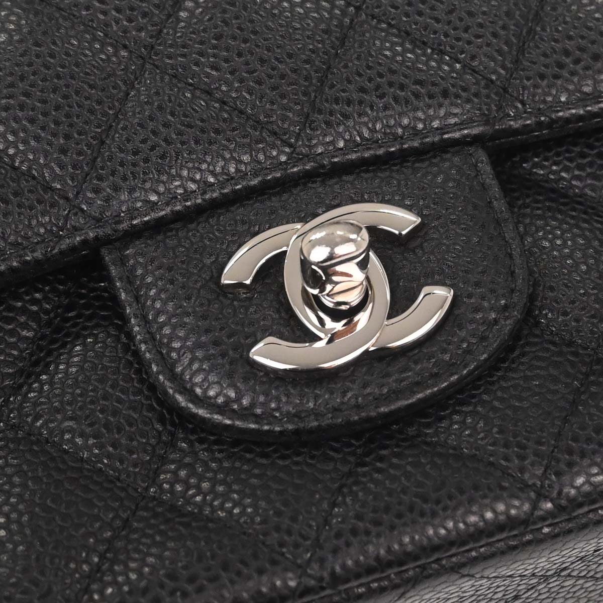 Chanel Black Caviar Skin Medium Classic Double Flap Shoulder Bag