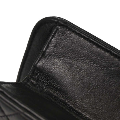 Chanel 1996-1997 Black Lambskin Pushlock Small Half Flap Shoulder Bag