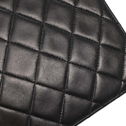 Chanel 1996-1997 Black Lambskin Pushlock Small Half Flap Shoulder Bag