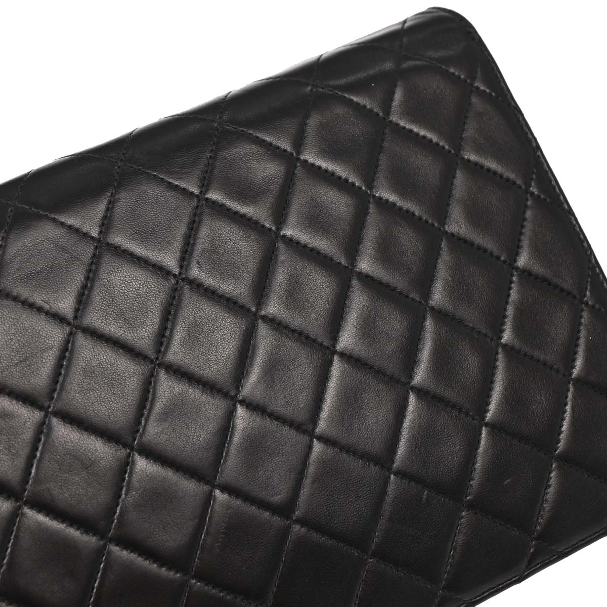 Chanel 1996-1997 Black Lambskin Pushlock Small Half Flap Shoulder Bag