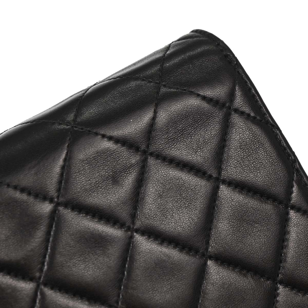 Chanel 1996-1997 Black Lambskin Pushlock Small Half Flap Shoulder Bag