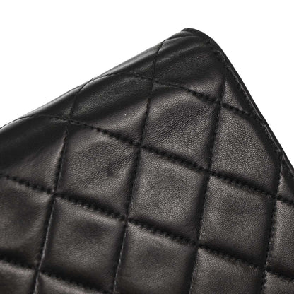 Chanel 1996-1997 Black Lambskin Pushlock Small Half Flap Shoulder Bag