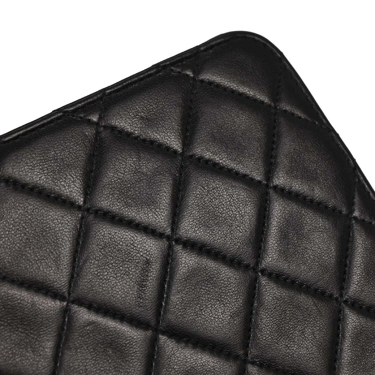 Chanel 1996-1997 Black Lambskin Pushlock Small Half Flap Shoulder Bag