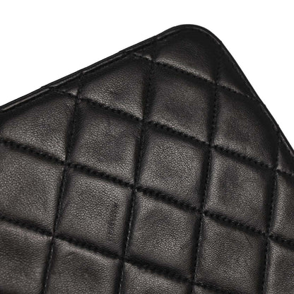 Chanel 1996-1997 Black Lambskin Pushlock Small Half Flap Shoulder Bag