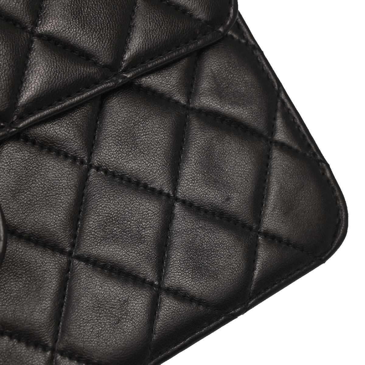 Chanel 1996-1997 Black Lambskin Pushlock Small Half Flap Shoulder Bag