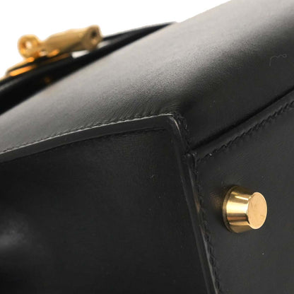 Hermes Black Box Calf Kelly 32 Sellier 2way Shoulder Handbag