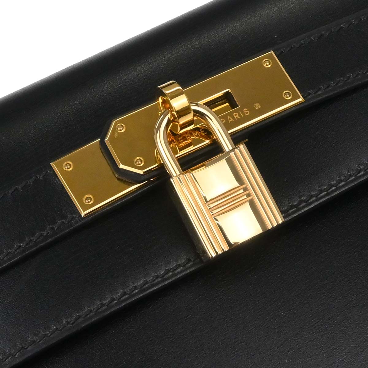 Hermes Black Box Calf Kelly 32 Sellier 2way Shoulder Handbag