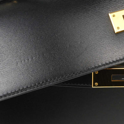 Hermes Black Box Calf Kelly 32 Sellier 2way Shoulder Handbag