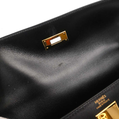 Hermes Black Box Calf Kelly 32 Sellier 2way Shoulder Handbag