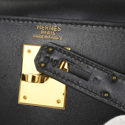 Hermes Black Box Calf Kelly 32 Sellier 2way Shoulder Handbag