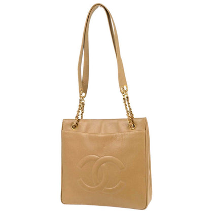 Chanel Beige Caviar Skin Shoulder Tote Bag