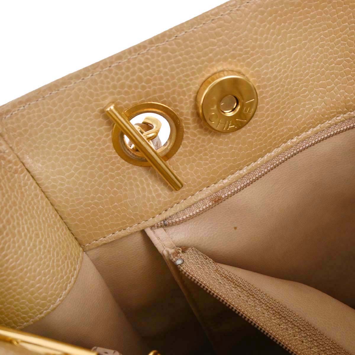 Chanel Beige Caviar Skin Shoulder Tote Bag